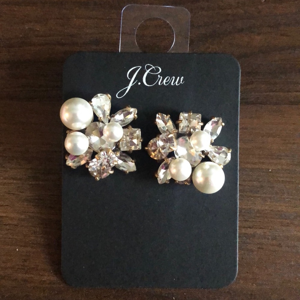 J Crew Pearl and Diamond Earrings